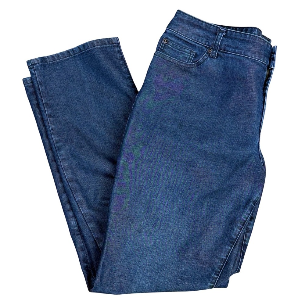 Chico's Platinum Straight Jeans Women Size 2.5 REG Dark Wash Dressy Office Chic